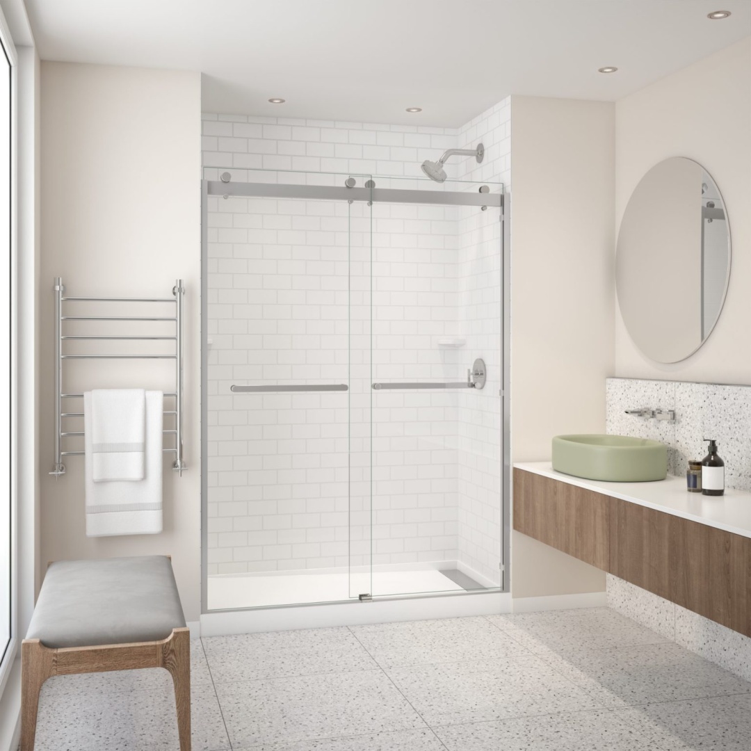 MARLA BARN-STYLE DOUBLE BYPASS SLIDING SHOWER DOOR TUB & SHOWER ...