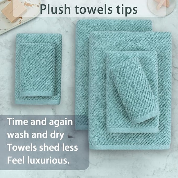 Towels for Bathroom - 100% Cotton | Lightweight | Thick | Soft, Quick Dry Towels, Bath Towels Set of 6 Large